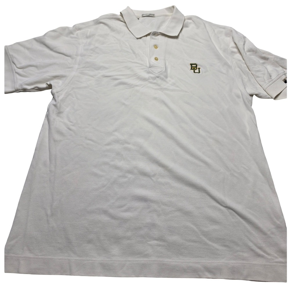 Cutter & Buck Baylor University Polo Shirt Mens XL White Cotton Short Sleeve BU